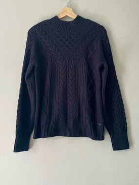 Abercrombie & Fitch Navy Cotton Blend Cable Knit Sweater